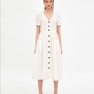 Zara TRF Linen Midi Dress